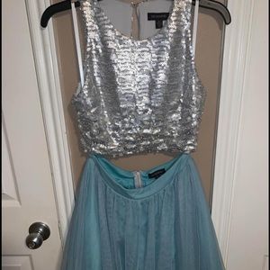 Two Piece Silver & Turquoise Dress